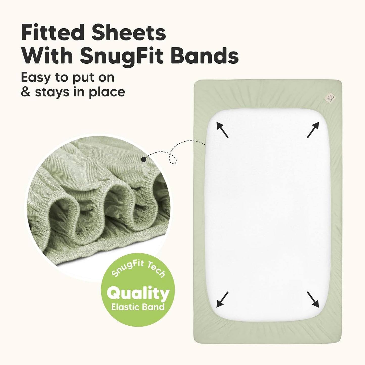 2-Pack Waterproof Baby Crib Sheets for Boys, Girls - 52x28 Viscose Derived from Bamboo Toddler Bed Sheet Neutral, Fitted Crib Mattress Protector Cover for Baby Bedding, Soft & Gentle (Avocado)