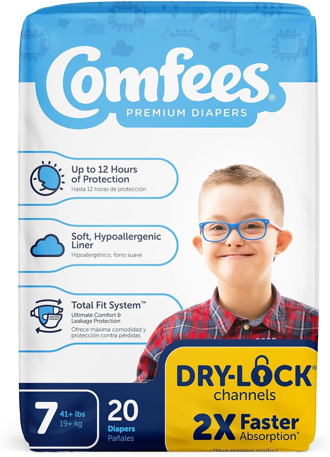 Comfees Baby Baby Diaper Size 7, Over 41 lbs. CMF-7, 20 Ct