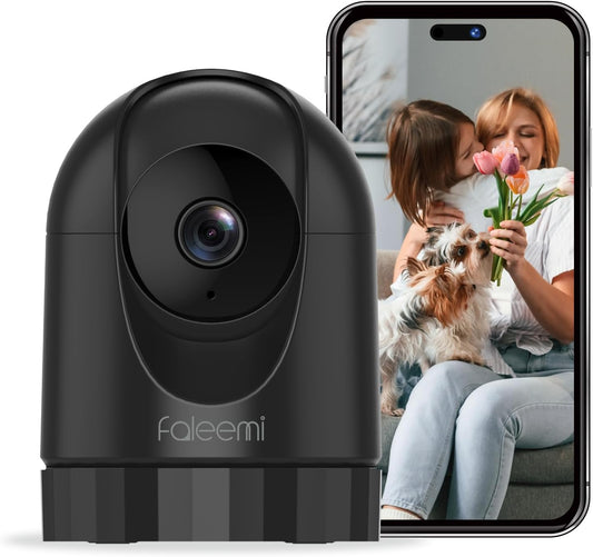 2K Pan/Tilt Indoor WiFi Security Camera with Motion Detection & Auto Tracking, Night Vision, 2-Way Audio, Siren, SD/Cloud Storage (2, Black)