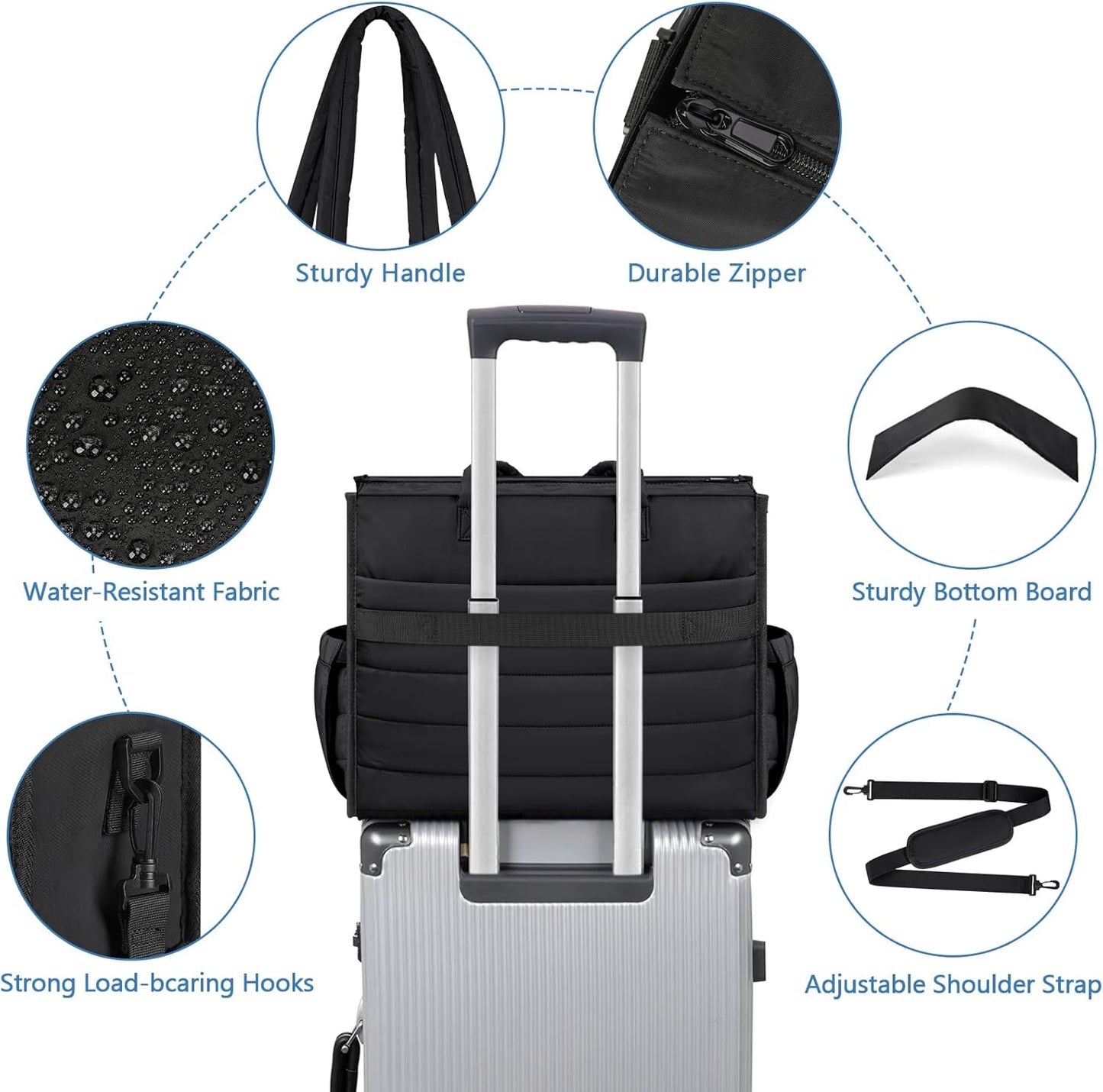 IBFUN Diaper Bag Tote for Baby - Large Baby Bag 4Pcs with Waterproof Changing Pad Pacifier Case, Travel Hospital Mommy Bag