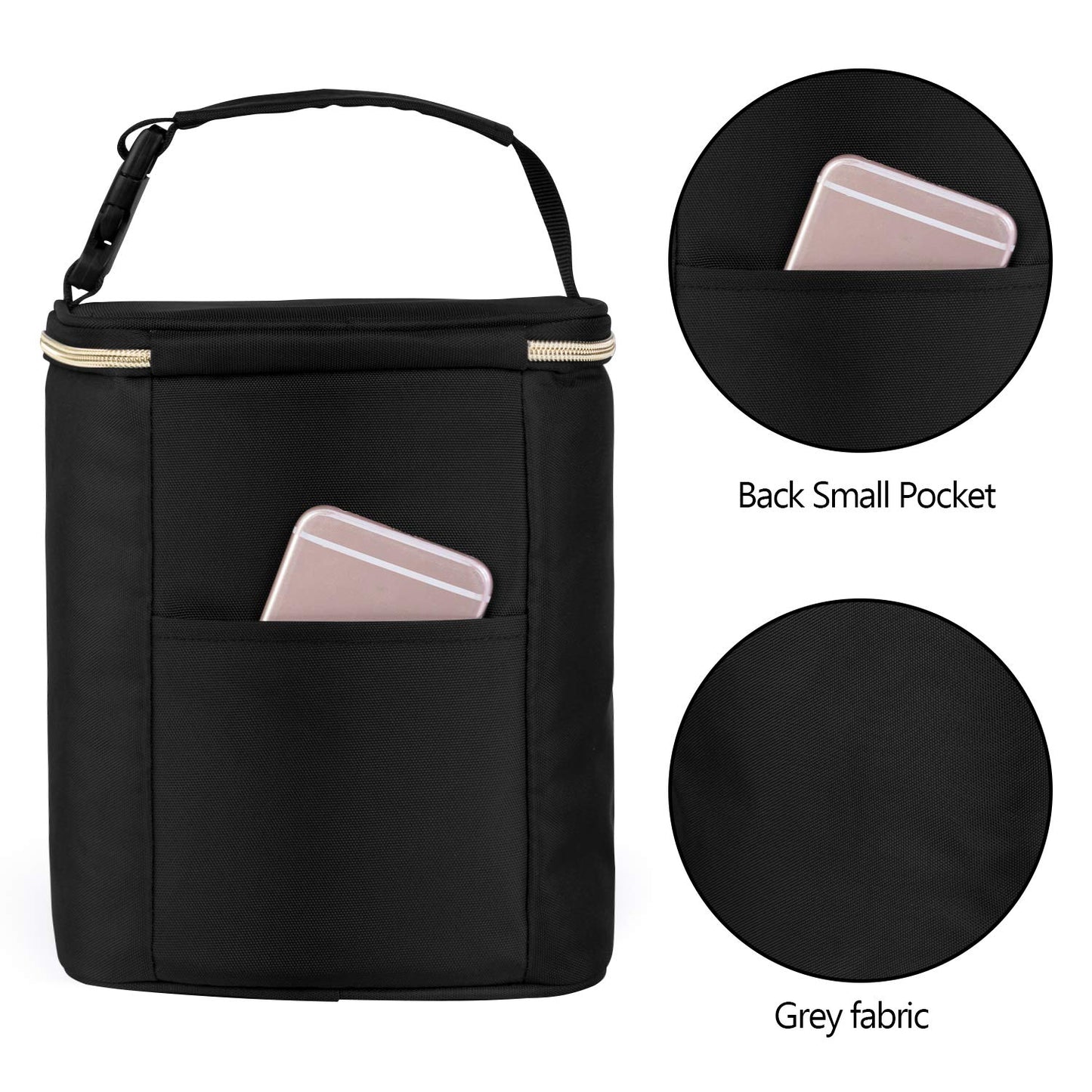 Teamoy Breastmilk Cooler - Bottle Bag for 4 Large 9 Oz Bottles, Perfect for Working Moms, Black