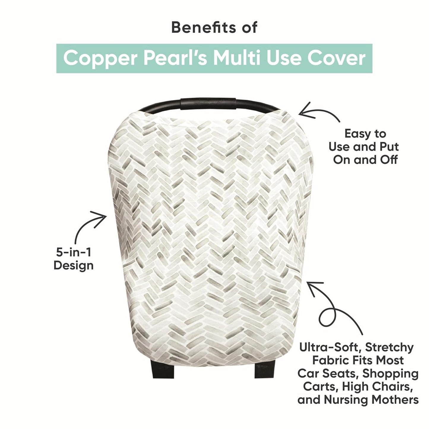 Baby Car Seat Cover Canopy and Nursing Cover Multi-Use Stretchy 5 in 1 Gift Meadow by Copper Pearl