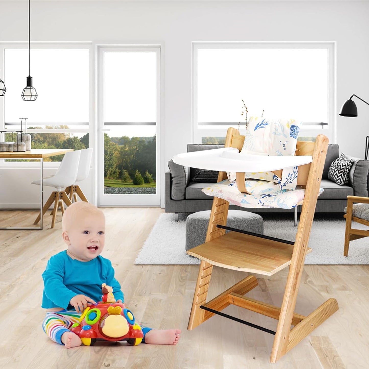 High Chair Cushion, Soft and Comfortable for Tripp Trapp High Chair Cushion, with Two High Chair Placemat, for Tripp Trapp Cushion Set Makes It More Comfortable for Baby (Ocean Animal)