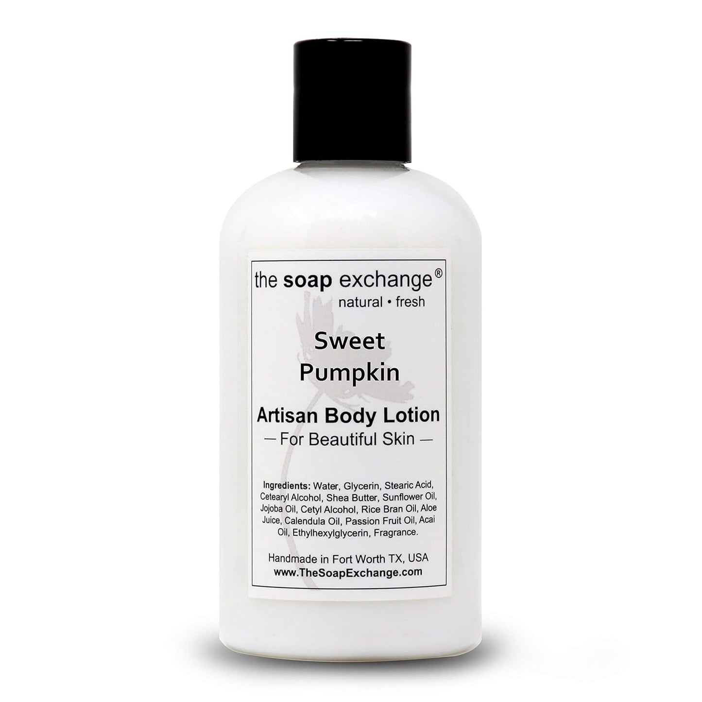 The Soap Exchange Body Lotion - Sweet Pumpkin Scent - Hand Crafted 8 fl oz / 240 ml Natural Artisan Skin Care for Hand, Face, & Body, Moisturize, Hydrate, & Protect. Made in the USA.