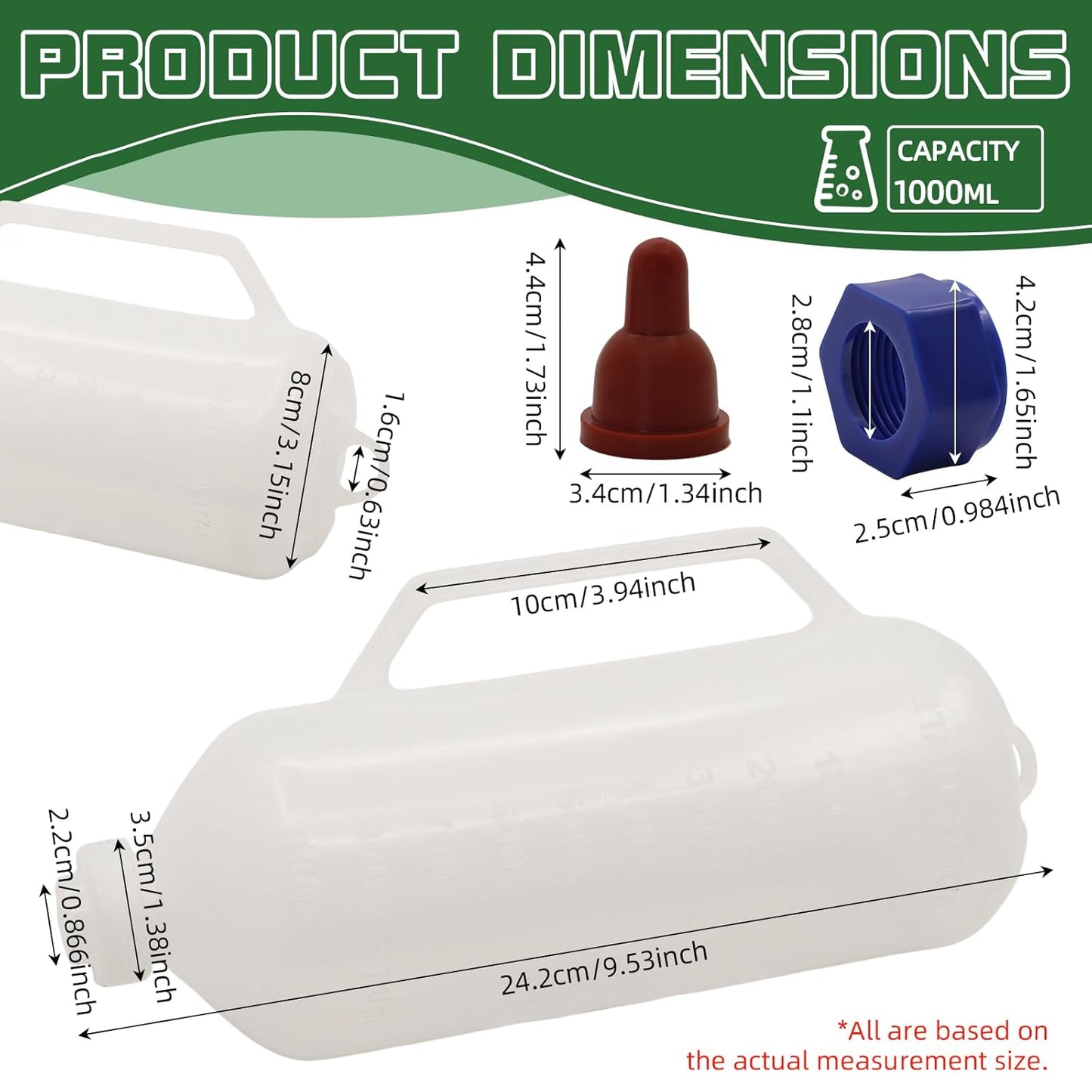 1000ML Baby Lamb Milk Feeder Bottle with Handle and Detachable Nipple,Calf Sheep Lamb Bottles for Baby Lambs Feeding Nursing Bottle Cup with a Replacement Nipple (1000ml)