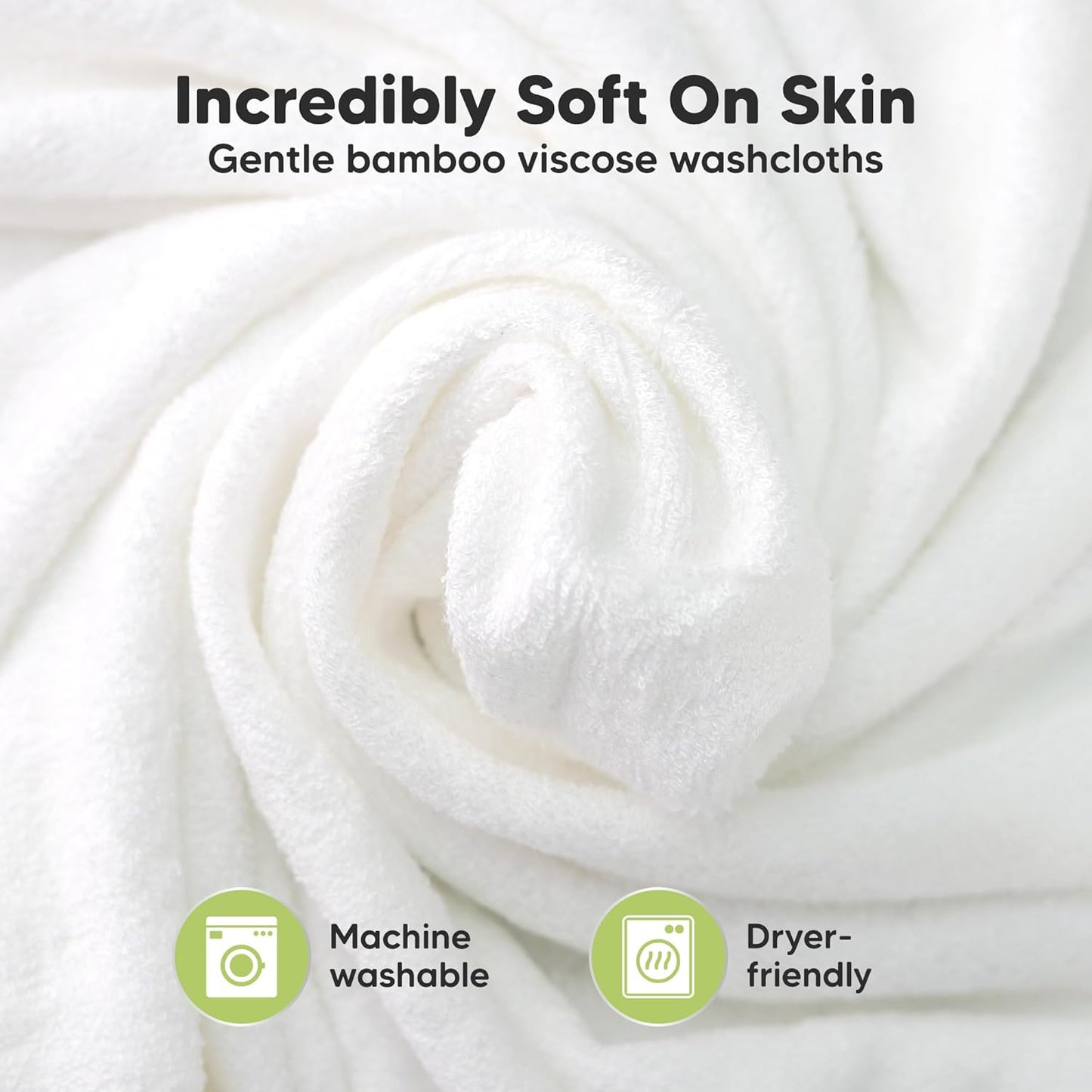 6-Pack Baby Washcloths - Soft Absorbent Viscose from Bamboo Wash Cloths for Babies, Kids, Toddlers, Infant, Newborn Bath Towels, Gentle on Sensitive Skin, 10x10 Reusable Face Towels (Stone)