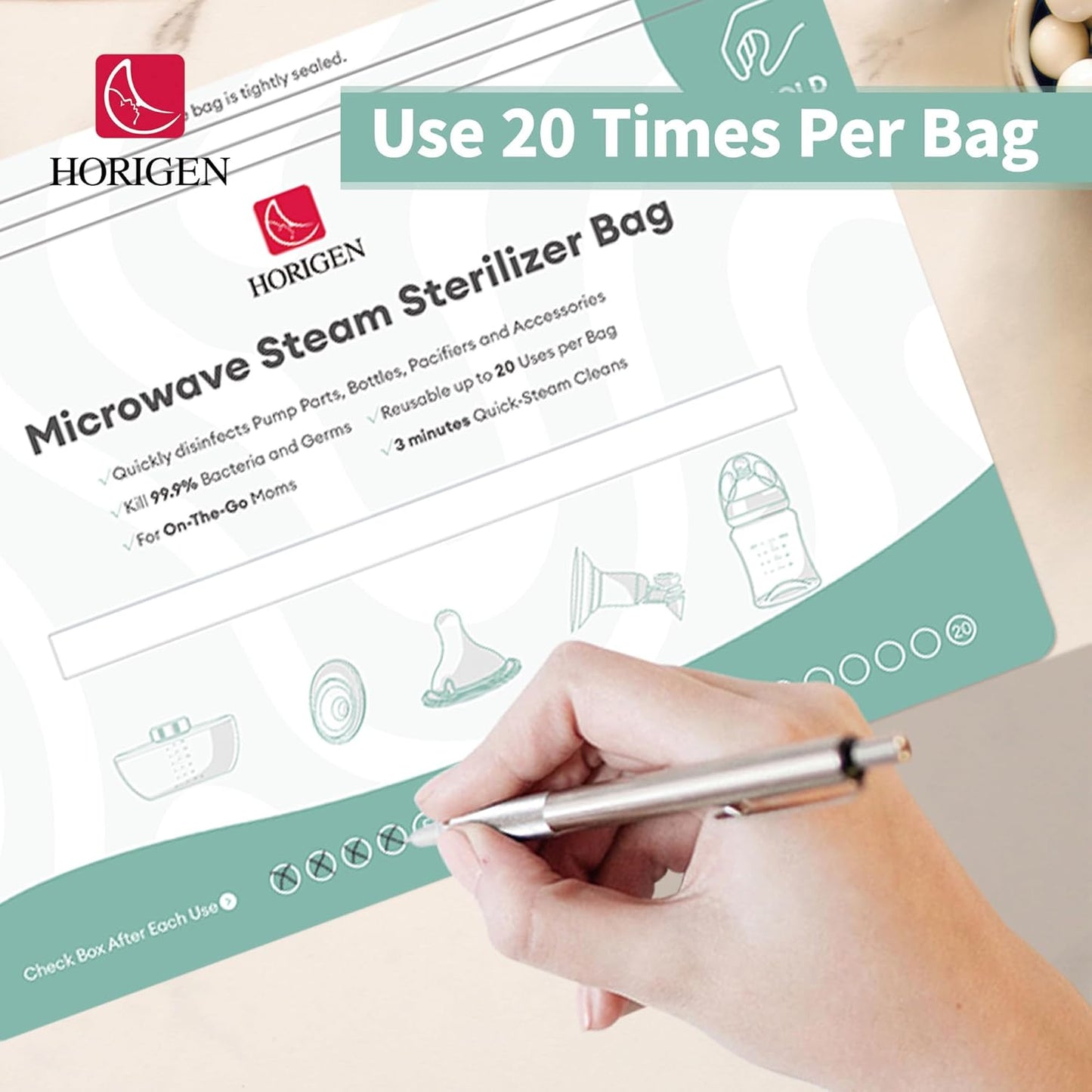 6 Bags Microwave Bottle Bags,Reusable Microwave Steam Bags(20 Uses Per Bag),Large Portable Travel Microwaves Bags for Pump Parts,Baby Bottle,Pacifiers