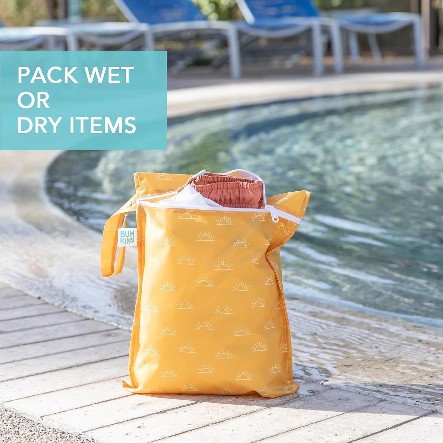 Bumkins - Waterproof Wet Bag - For Baby, Travel, Swim Suit, Cloth Diapers, Pump Parts, Pool, Gym, Toiletry, Strap to Stroller - Reusable & Easy to Clean - 2pk - Desert Boho