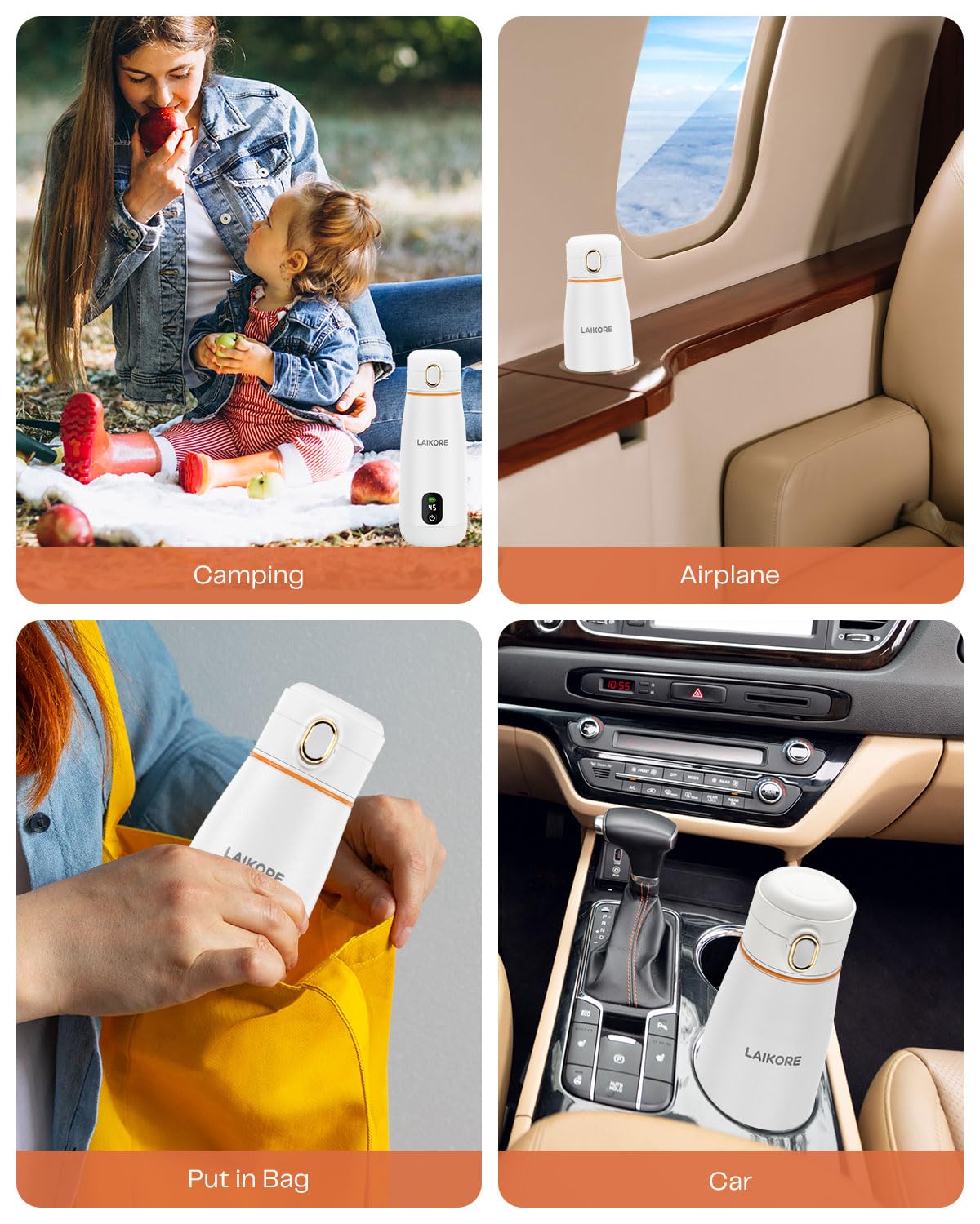 Portable Milk Warmer - Travel & On-the-Go, Quick Heating Breast Milk & Baby Milk Bottle Warmer, USB Rechargeable