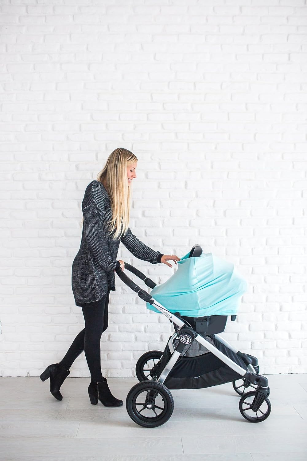 Baby Car Seat Cover Canopy and Nursing Cover Multi-Use Stretchy 5 in 1 Gift The Skye by Copper Pearl