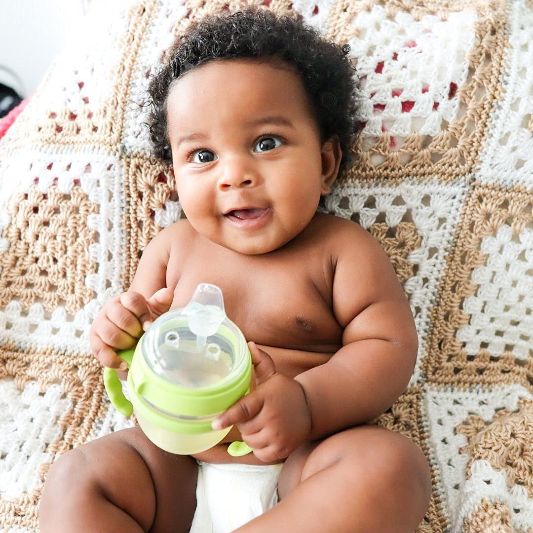 Step 1 Transitional Weighted Straw and Handles Self-Feeding Kit Compatible with Comotomo Silicone Nipples, Medium and Fast Flow | 4 Months +