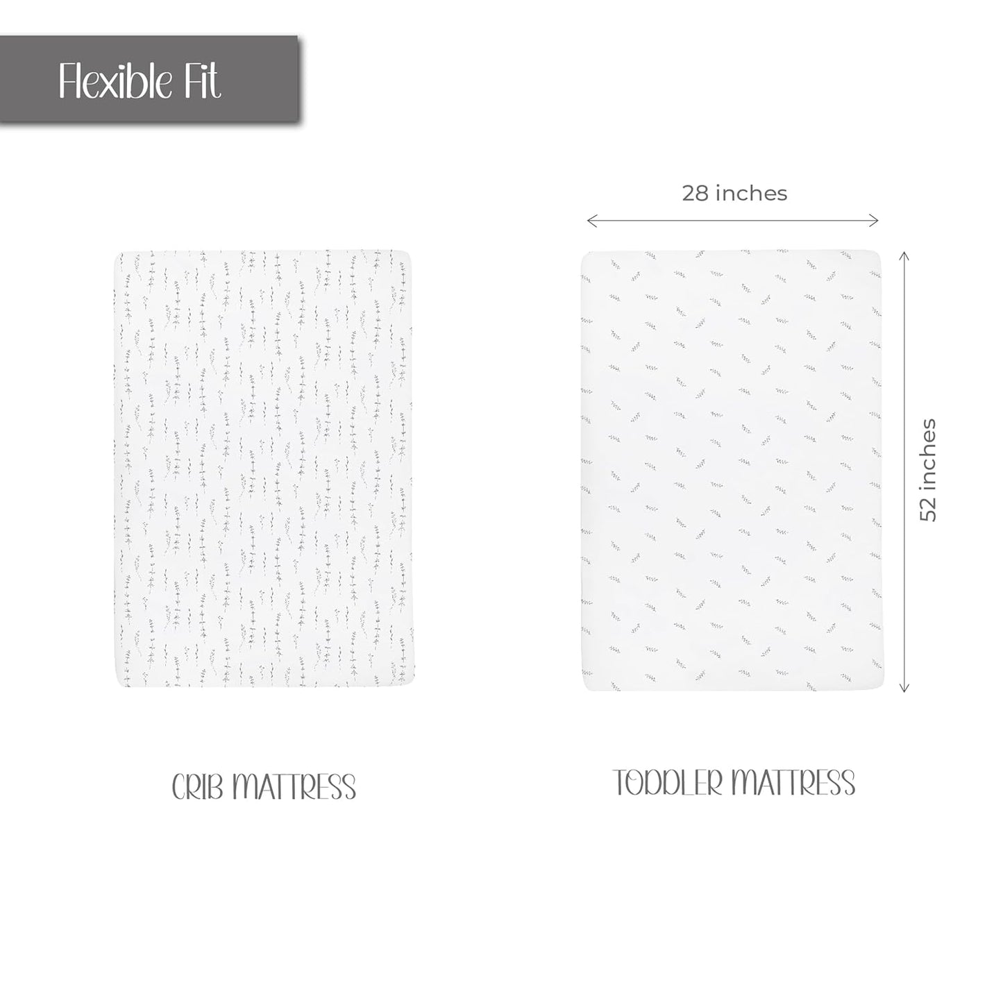 Ely’s & Co. Crib Sheets, Baby Boy/Girl Fitted Crib Mattress Sheet Set, 2 Pack, 100% Jersey Knit Cotton, Infant and Toddler Nursery Bedding, Forest Grey Print, 28” x 52”