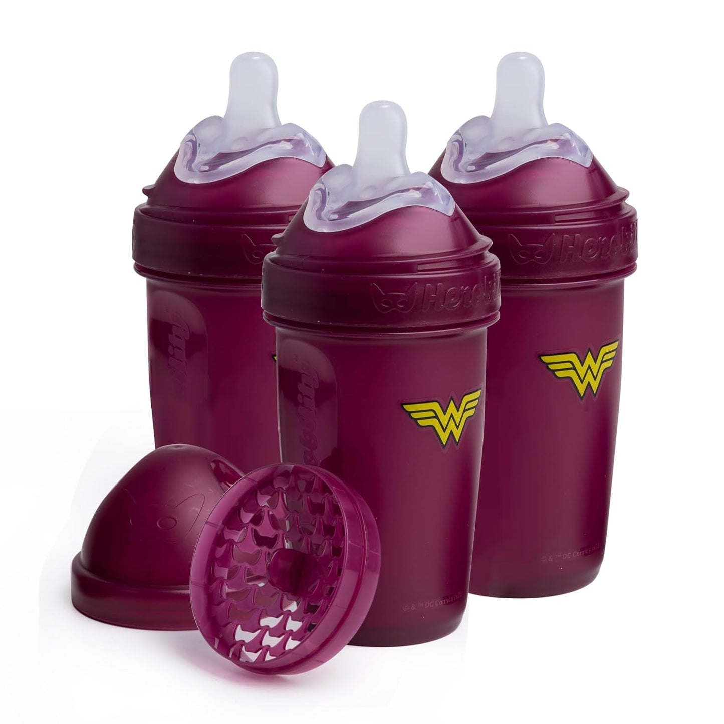 Wonder Woman DC Comics - Herobility Double Anti-Colic Baby Bottles – 8.5 fl oz/240ml – 3-Pack