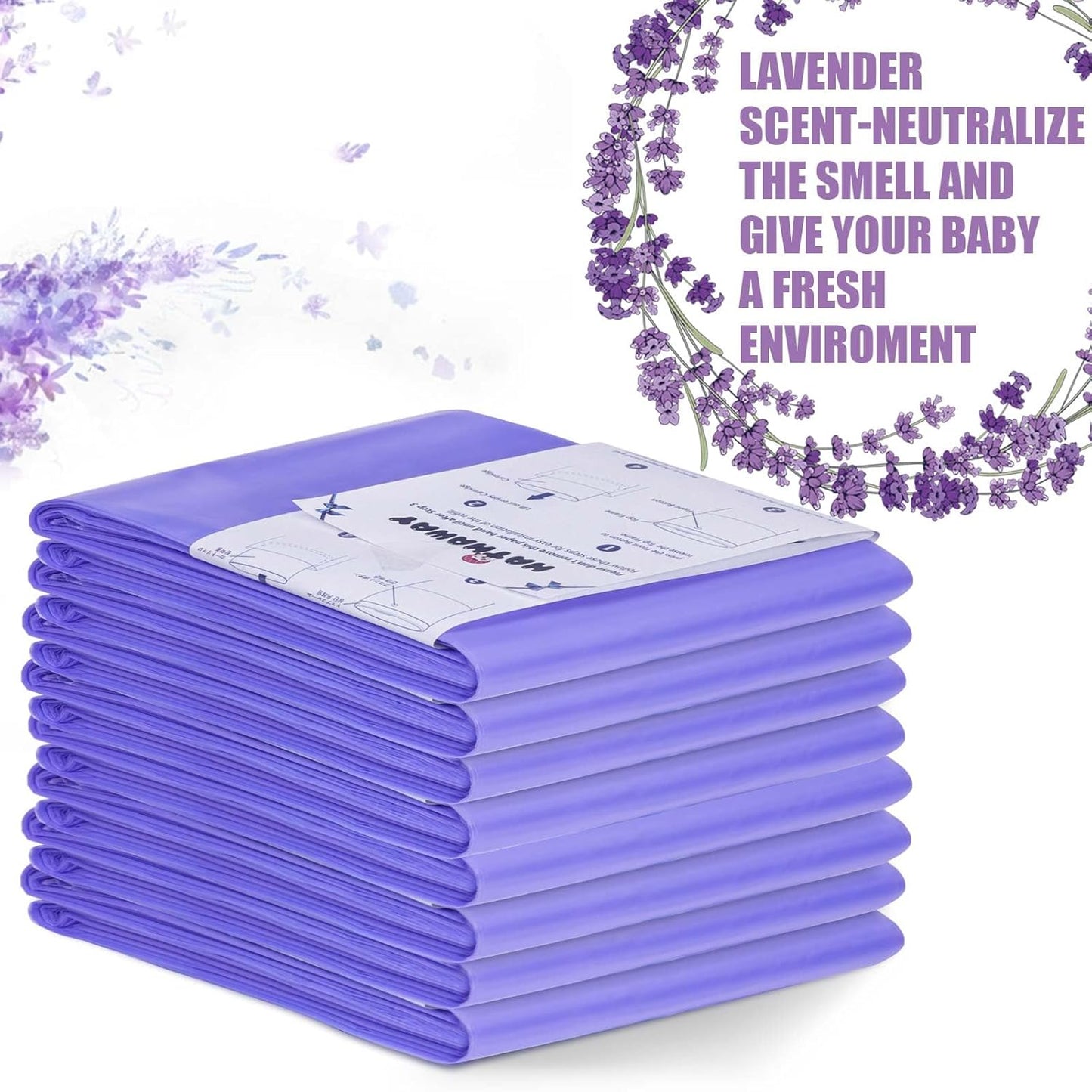 Diaper Pail Refill Bags Compatible with Dekor Classic Diaper Pail, Extra 30% Length, Hold up to 5148 Diapers, Lavender Scent, 8 Pack