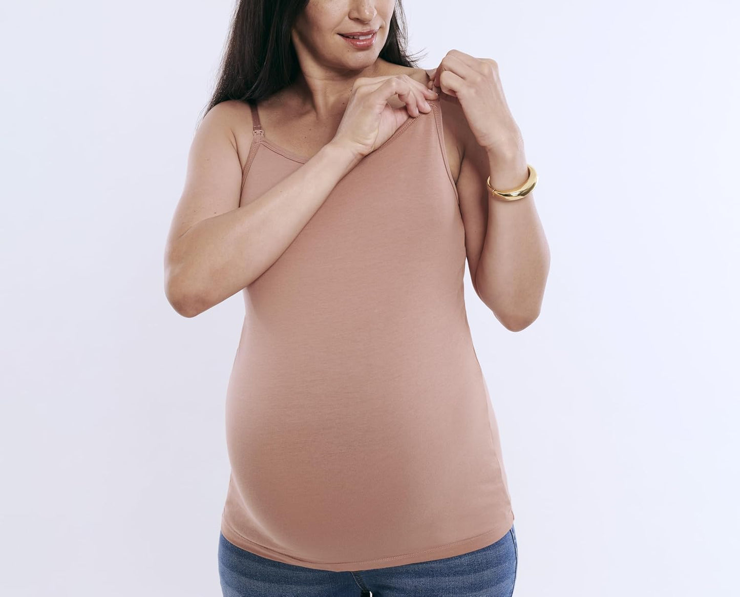 Motherhood Maternity Women's Clip Down Nursing Tank Top Cami with Adjustable Straps and Built-in Shelf Bra for Breastfeeding