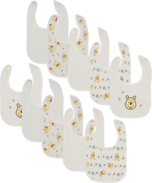 Disney 10-Pack Mickey Mouse Baby Bibs – Ten Soft, Absorbent, and Adjustable Cotton Bibs for Mess Free Meals