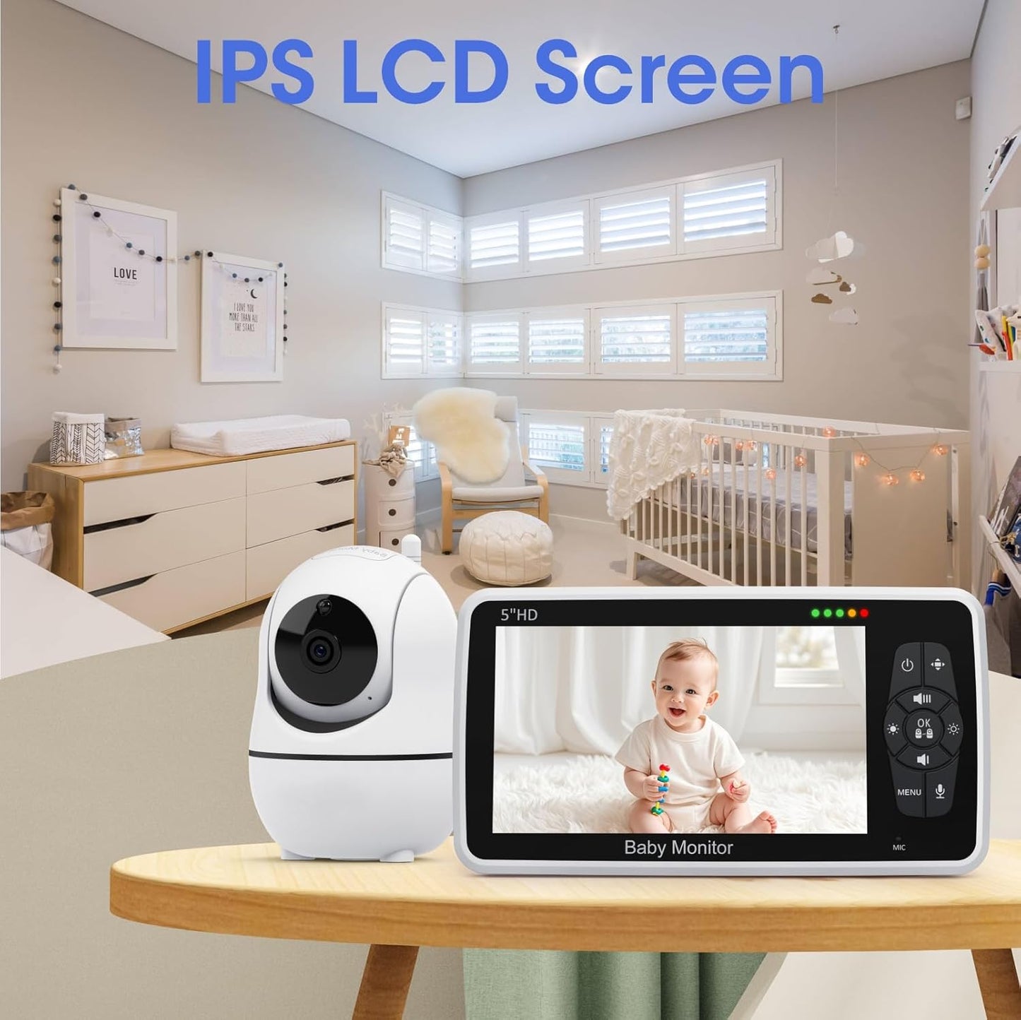 Babystar Baby Monitor with Camera and Audio, 720P HD Resolution 5" Display, Up to 22 Hour Battery, Remote Pan-Tilt-Zoom, No WiFi, VOX, Night Vision, 2-Way Audio, Lullabies, Temperature Sensor