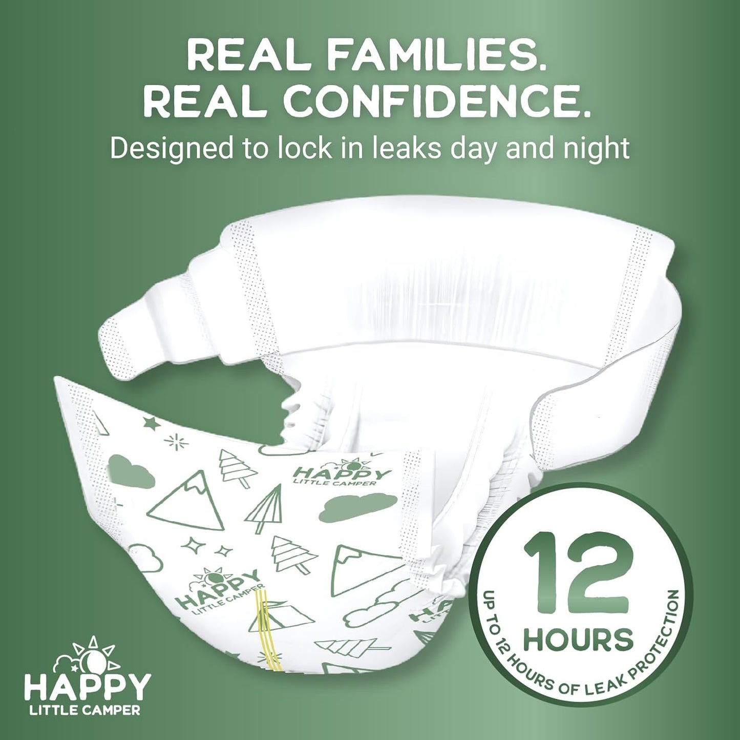 Happy Little Camper Super Saver Diapers, Size 5, 200 Count | Budget-Friendly Disposable Diapers for Sensitive Skin | Hypoallergenic, Fragrance-Free, Ultra Absorbent