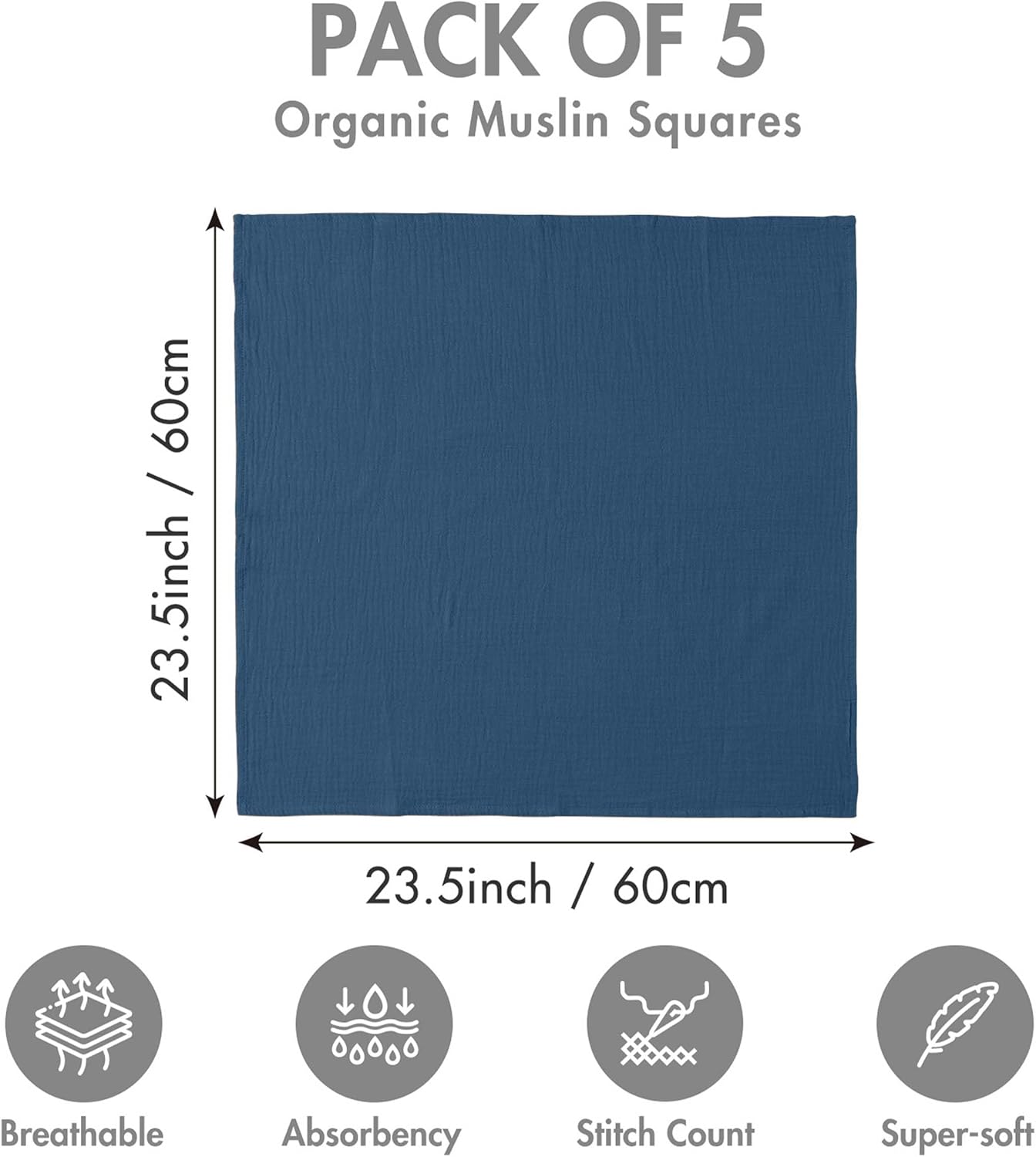 Muslin Receiving Blankets, Neutral Blanket Swaddling for Newborn Boys and Girls, 5 Pack Breathable and Skin-Friendly Swaddle Wrap for Infant Baby (Soft Colors)