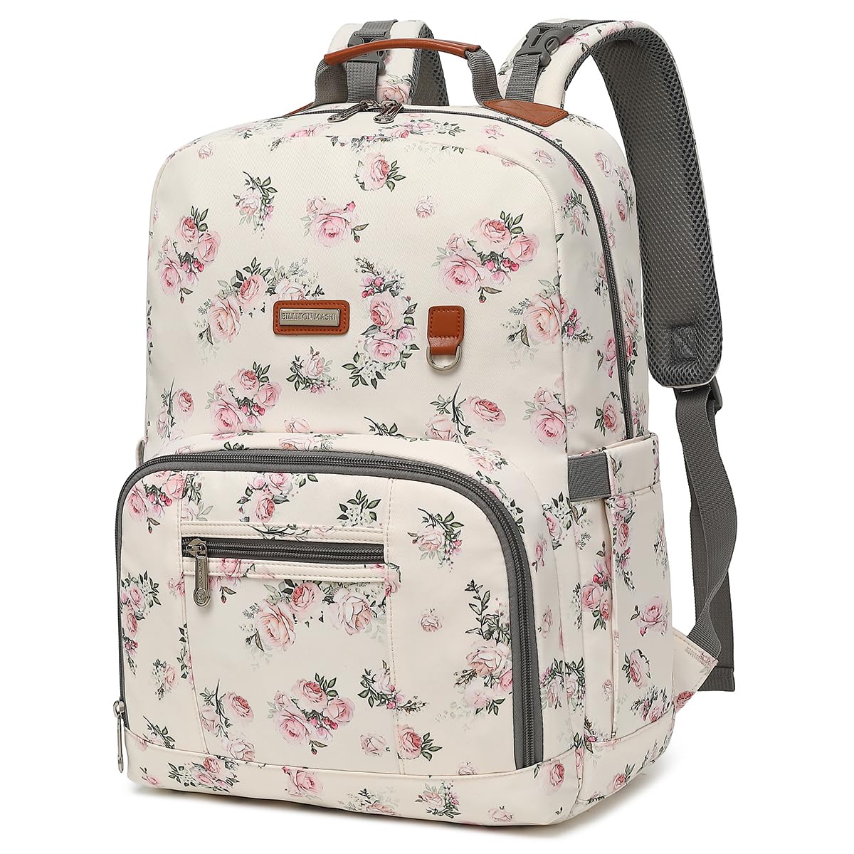 Diaper Bag Backpack, Large Baby Nappy Bags with Portable Changing Pad for Boys and GirlsMultifunction Travel Baby Bag for Moms Dads, Shower Gifts Waterproof and Stylish，Flower Beige