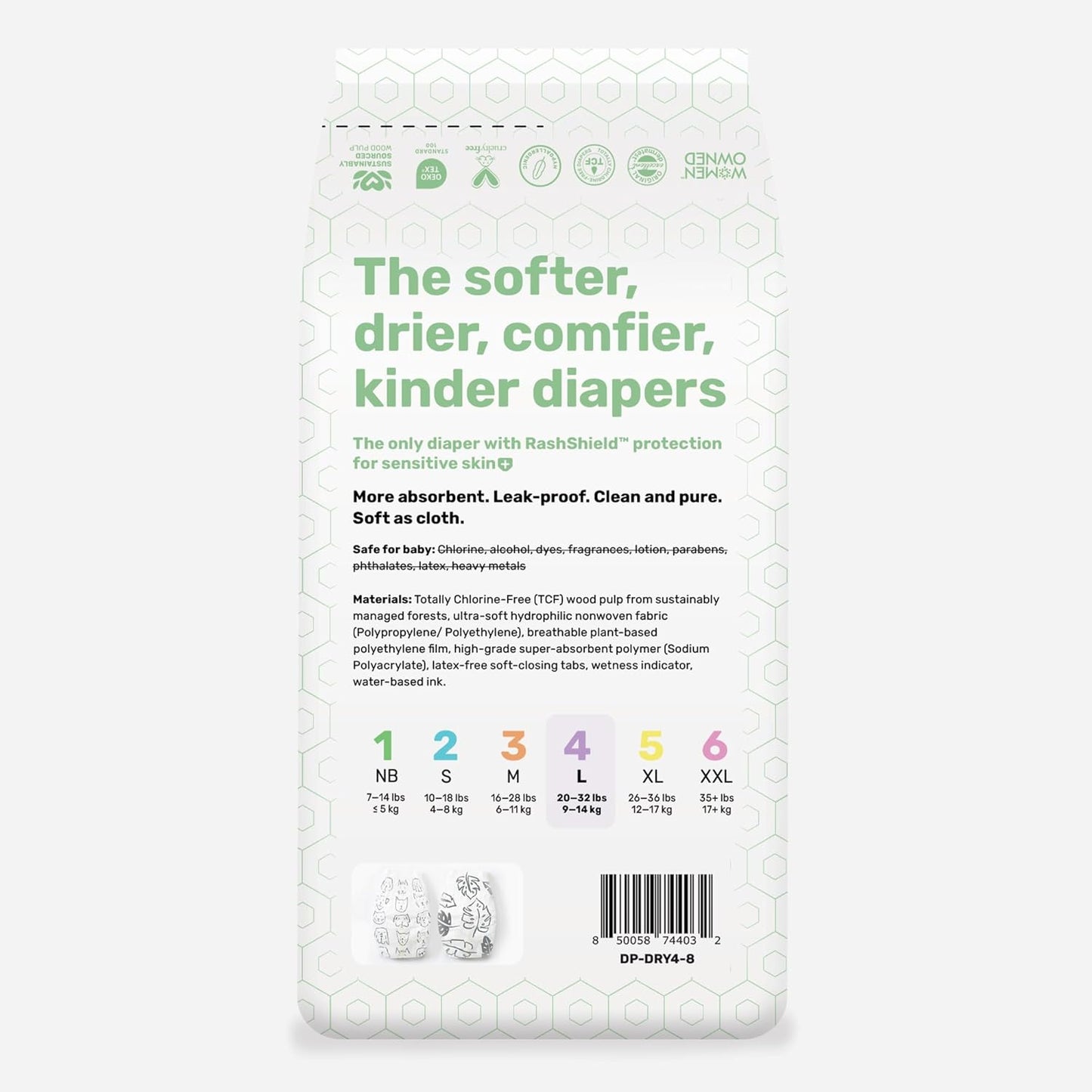 PARASOL Clear+Dry Disposable Diapers | RashShield Protection, Leakproof Design, Hypoallergenic | Size 4, (20-32 lbs) 48 Count