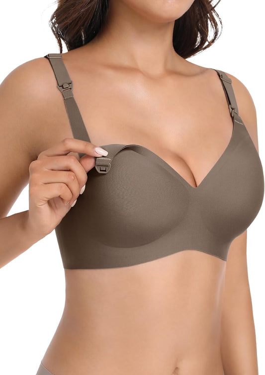 Maternity Nursing Bras Wireless Seamless Ultra-Soft Comfort for Breastfeeding Pregnancy Easy One-Handed Access Sleep Bra