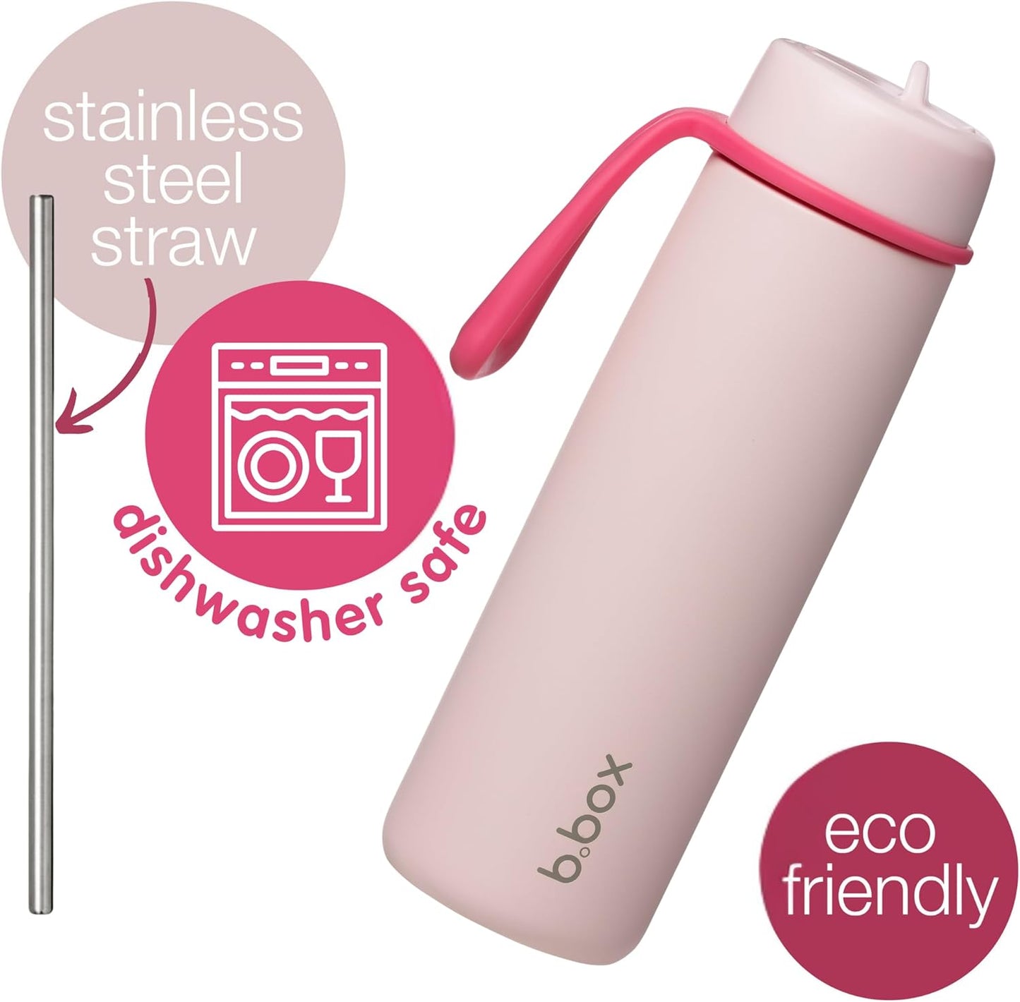 b.box Triple Insulated 23oz Water Bottle w/Stainless Steel Straw. 44 Hours Cold. Leak Proof Tumbler with Lid and Straw for Travel, Gym & School. BPA Free Sports Water Bottles.