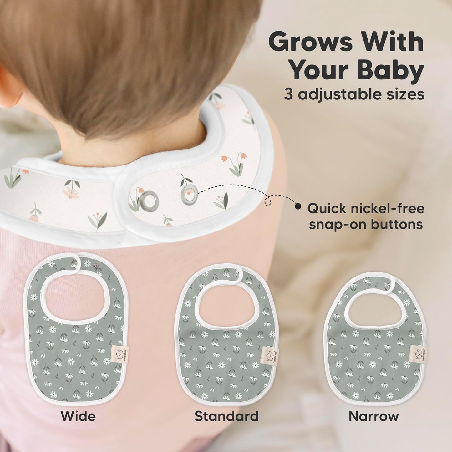 8-Pack Organic Baby Bibs for Boys, Girls - Soft Cotton Drooling and Teething Bibs for Baby Girl & Boy, Extra Absorbent, Easy To Clean & Put On for Toddler, Newborn, Infant 0-24 Months (Fleur)