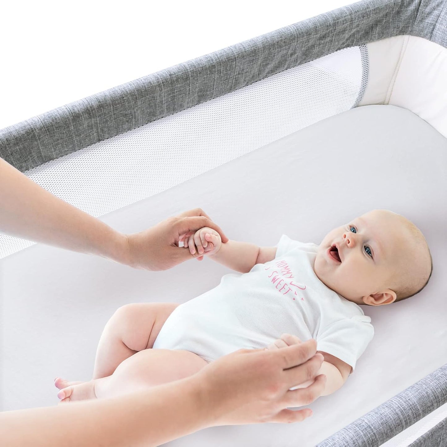 Bassinet Sheets Fit for Pamo Babe, AMKE Baby Bassinet and Maydolly Baby Bedside,100% Cotton, 2 Pack, Ultra Soft Bassinet Sheet, White and Pink