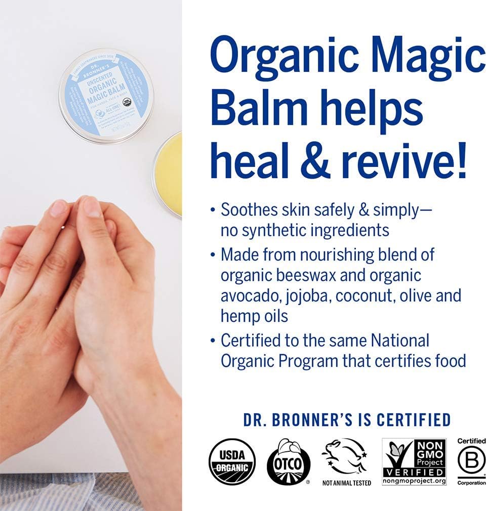 Dr. Bronner's - Organic Magic Balm (2 oz Variety Pack) Arnica-Menthol & Baby Unscented - Made with Organic Beeswax & Hemp Oil, Moisturizes and Soothes Hands, Face & Body | 2 Count