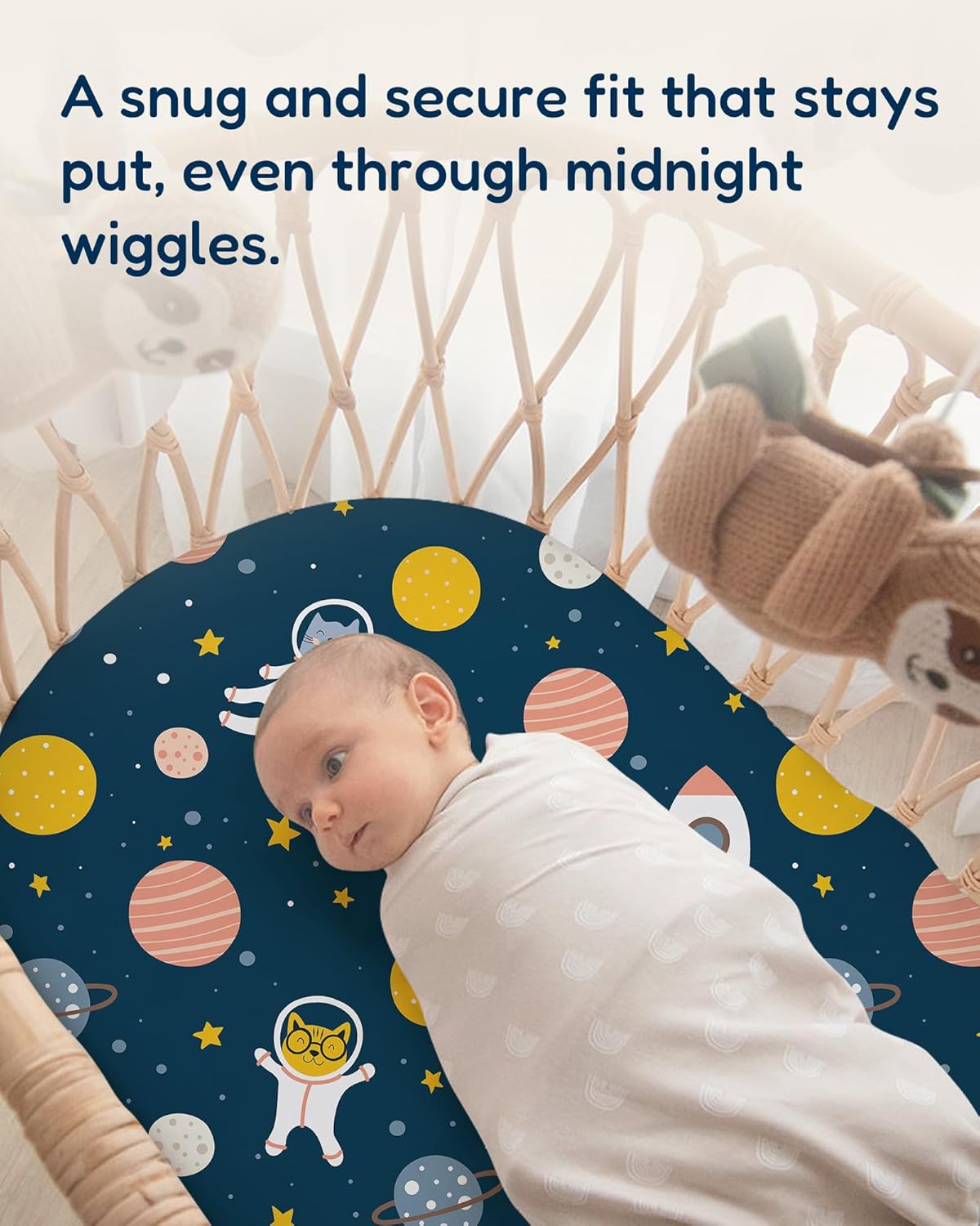 Bassinet Fitted Sheets Compatible with SNOO Happiest Baby Oval Bassinet - Buttery Soft, Silky Comfort, Premium Stretchy Jersey Knit Sheets, 2 Pack