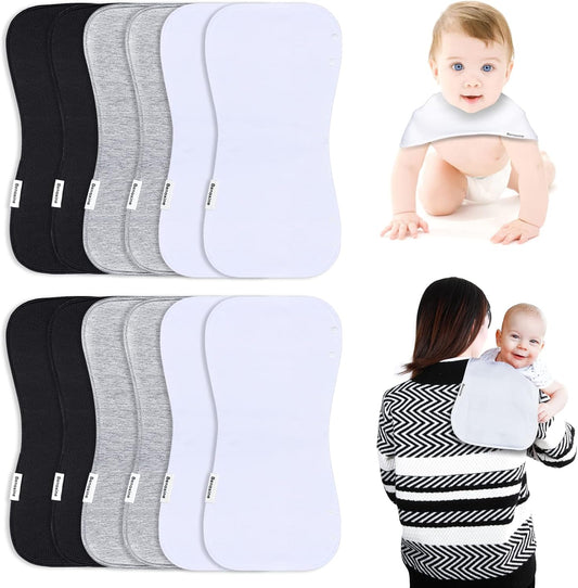Baby Burp Cloths & Baby Bibs 2-in-1 Design Large Size 3 Layers Thicken Cotton Super Absorbent and Soft Baby Spit Up Burping Rags Baby Burp Cloth Set for Boys and Girls Solid 12 Pack