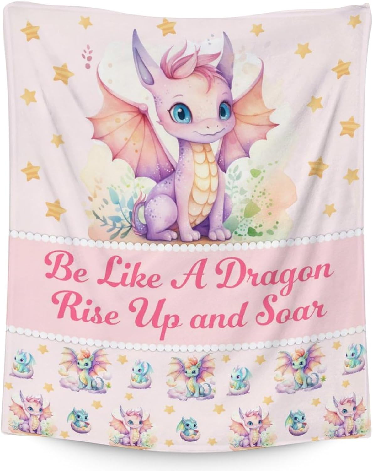 Dragon Blanket Gifts - 40x50 Inches Cute Throw Blanket for Babies, Kids, Boys & Girls - Pink Soft Fuzzy Blankets for Couch, Sofa & Bed