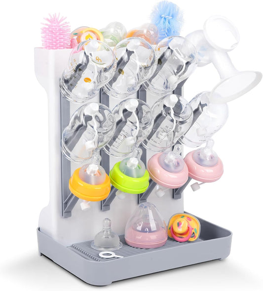 Ultimate Baby Bottle Drying Station -Space Saving Standing Drying Rack for Baby Bottles Multi-Level Vertical Holder for Maximum Airflow & Storage