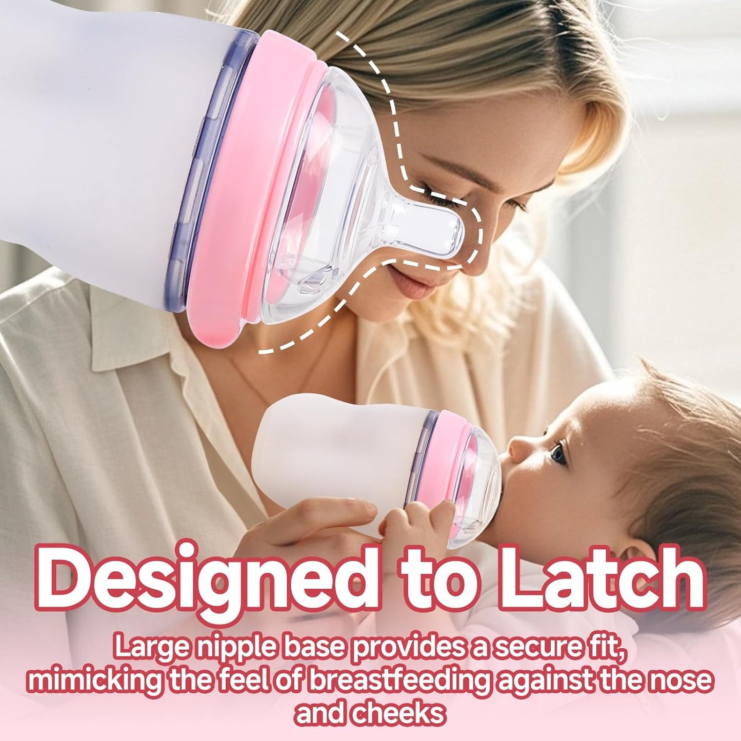 4 Pack Replacement Silicone Nipples Compatible with Comotomo 5oz / 8oz Bottle, Fast Flow, 6+ Months