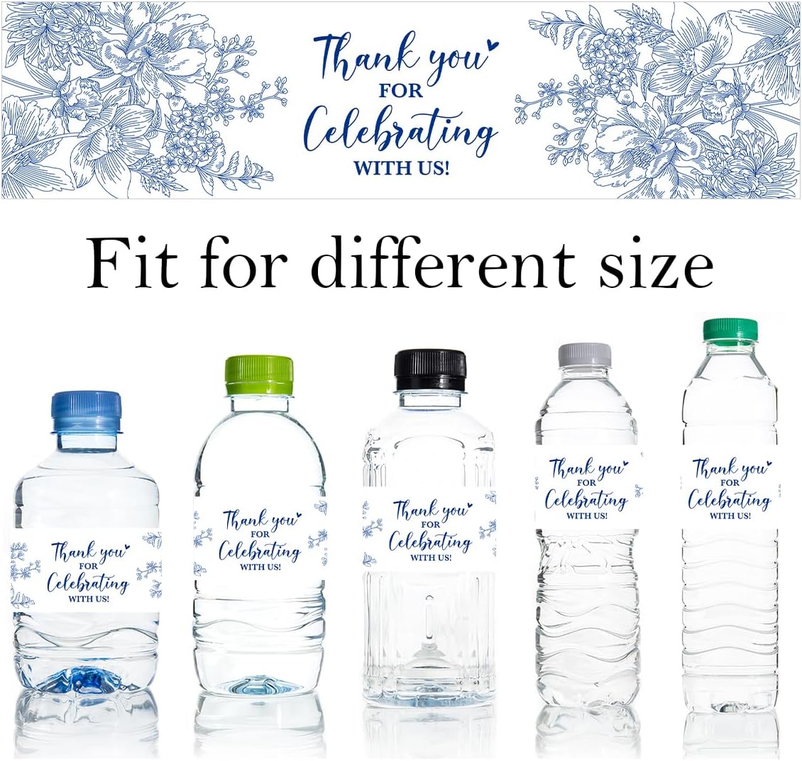 100PCS Wedding Water Bottle Labels Waterproof Greenery Floral Wraps Sticker for Water Bottle Baby Shower Bottle Label for Bridal Shower Party Thanks A18