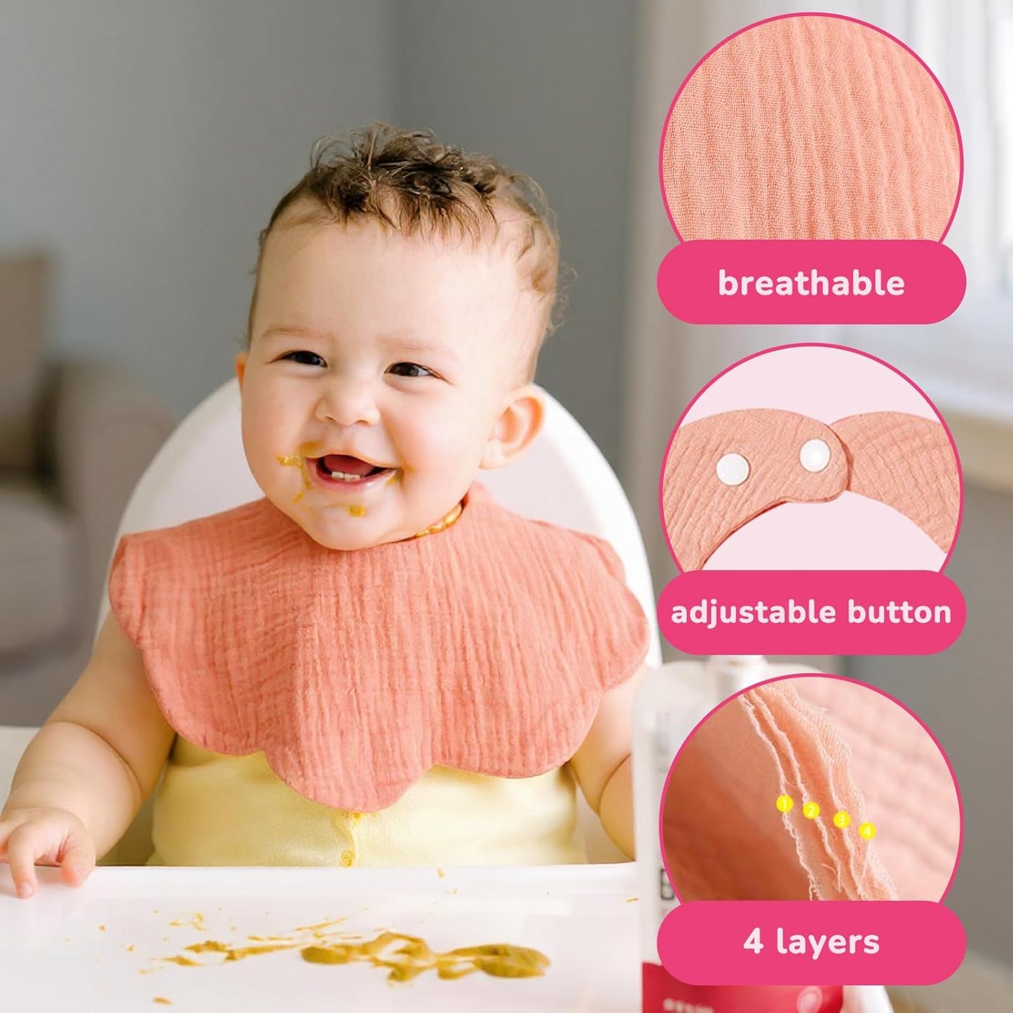Baby Bibs Muslin Drool Teething Drooling Bibs for Baby Girl Boy Muslin Cotton