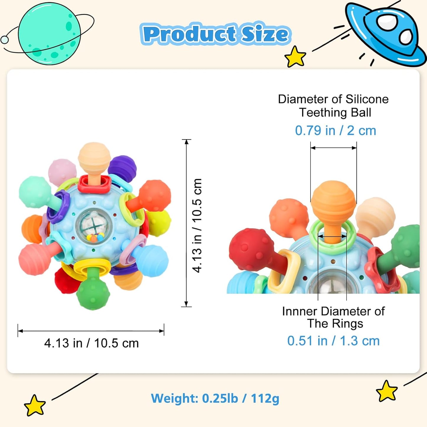 2 Pack Baby Teething Toys for 0-6 6-12 Months, Silicone Soothing Baby Teether Toys & Montessori Sensory Toys for Boy Girl, Safe and Durable Teething Toys for Newborn Infant