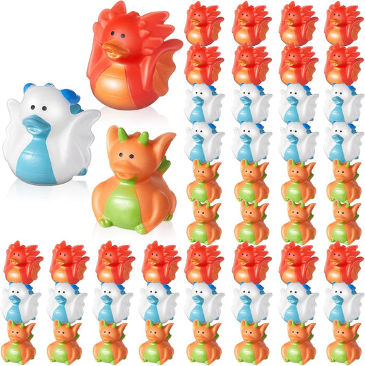 Deekin 24 Pcs Assorted Rubber Ducks in Bulk, 2 Inch Rubber Duckies for Party Supplies, Mini Bath Toys for Baby Shower Pool Party (Dragon)