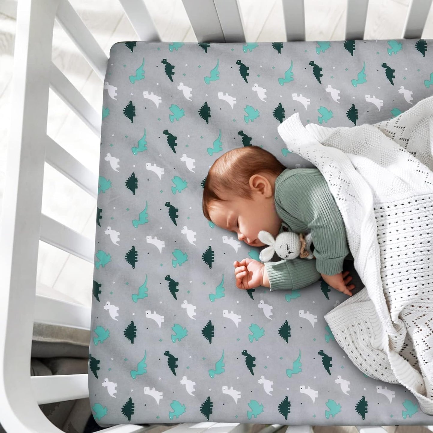 Mini Crib Sheets Set - 4 Pack, Portable Crib Sheets (38" X 24") | Multiuse for Pack n Play, Playard, Playpen, Crib, Grey