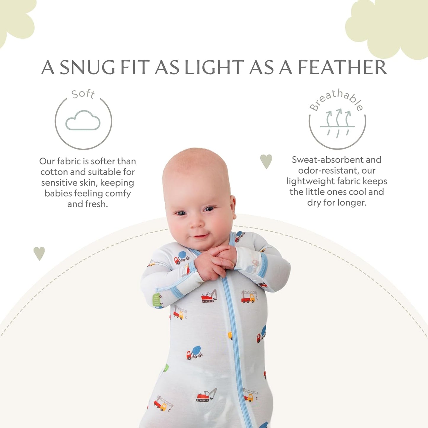 Bamboo Little Soft Baby Footie Pajamas, Baby Clothes, Newborn Sleepers, 95% Viscose and 5% Spandex, 0-24 Months