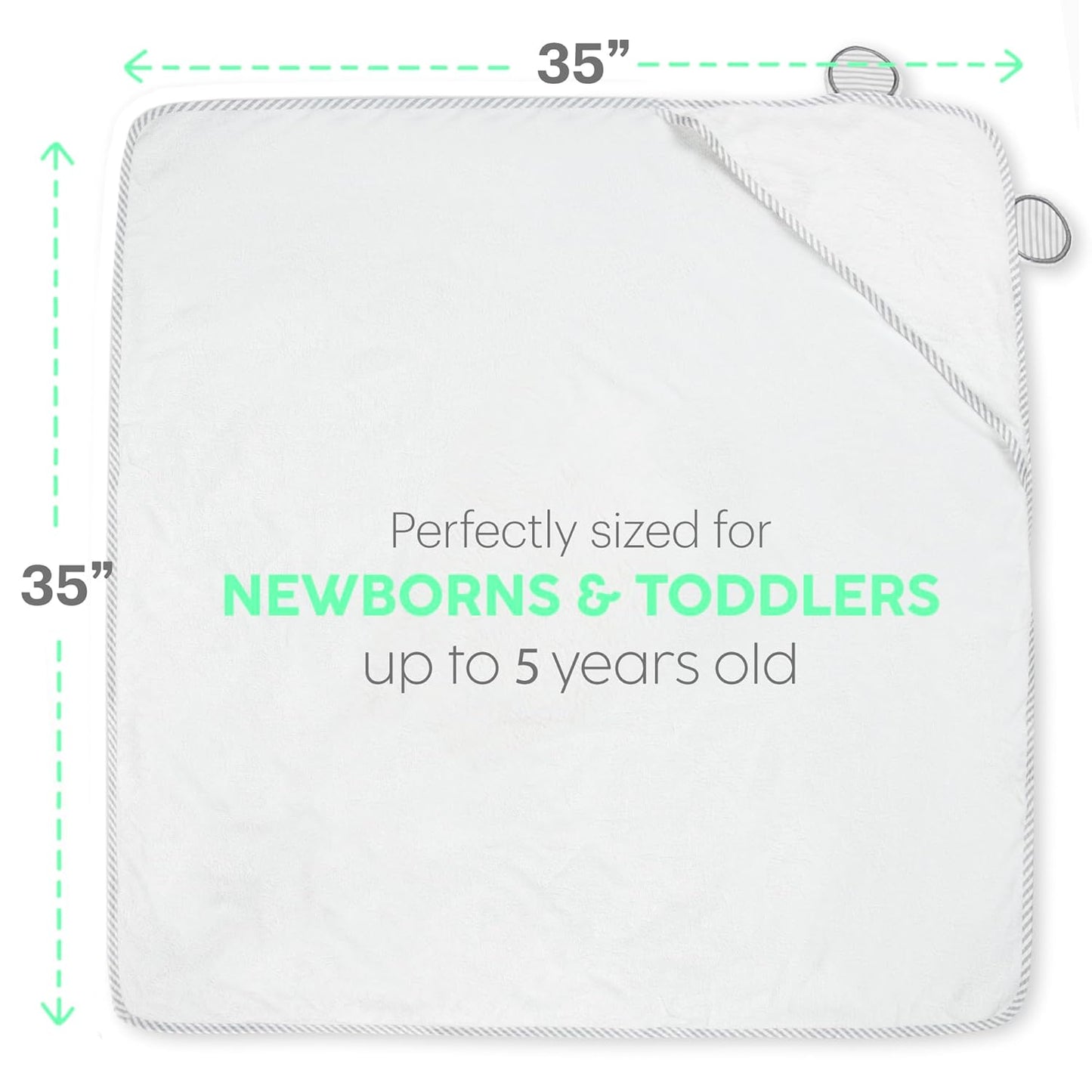 San Francisco Baby Towels for Newborn - Hooded Baby Bath Towels for Boys and Girls, Kids Bath Towels with Hood, White
