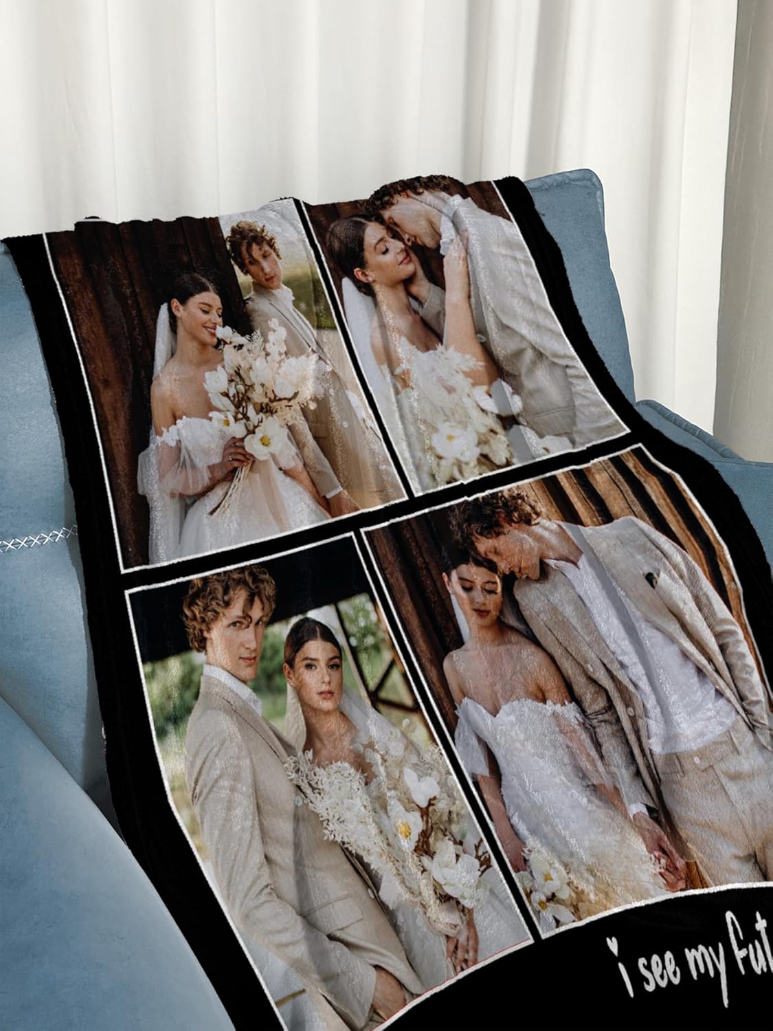 Custom Blanket with Photos Personalized Blankets Customizable Picture Blankets for Valentines Day Gifts Birthday for Her Him Girlfriend Boyfriend Wife, 50 * 60in