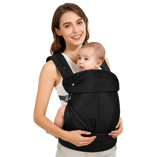 Baby Carrier Newborn to Toddler, Multifunctional Adjustable Ergonomic Backpack with Lumbar Support, All-Season Use for Moms & Dads, Front & Back Carry for 7-35 lbs(Black)
