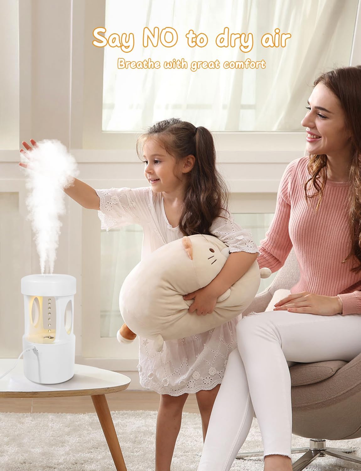 Anti Gravity Humidifier with Night Light, Drip Drop Humidifier for Bedroom/Baby Nursery/Bathroom/Living Room