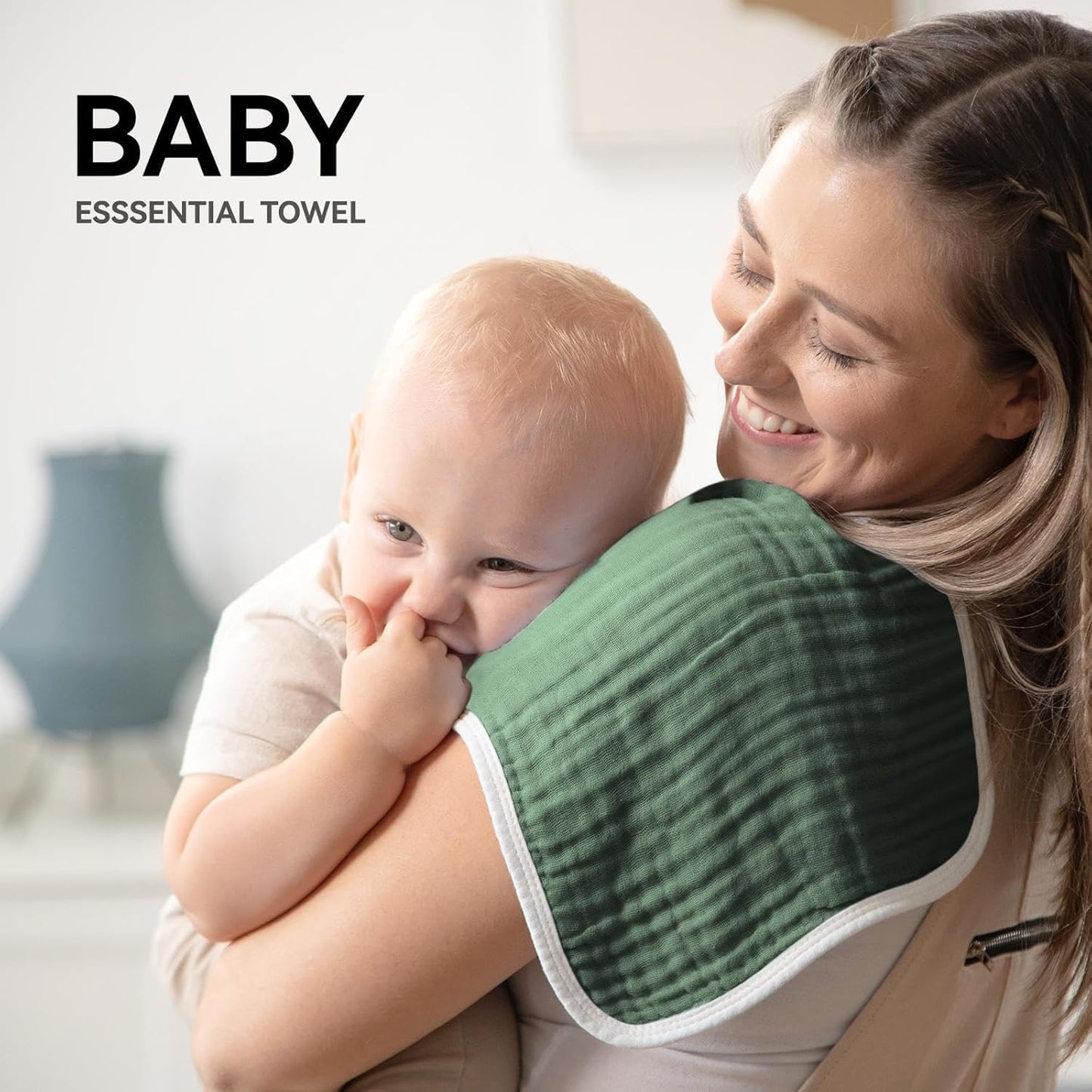 Synrroe Burp Cloths Large, Muslin Burp Cloths for Baby Girls and Boys, Pack of 10 Extra Absorbent and Soft Muslin, 6 Layers 20 by 10 Inches 100% Cotton (Brown-Green 10 Pack)