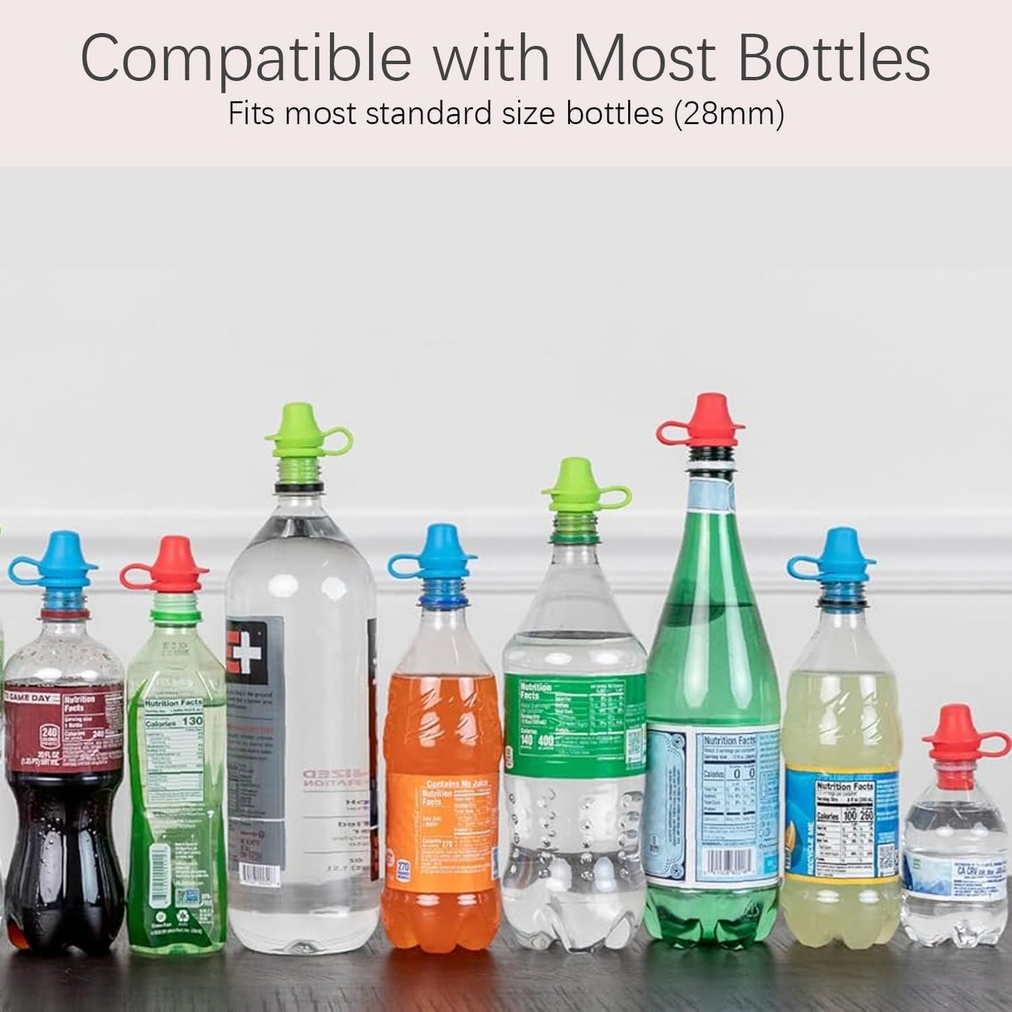 Silicone Spill-Proof Water Bottle Spout, Standard 28mm Water Bottle Cap, 4-pcs