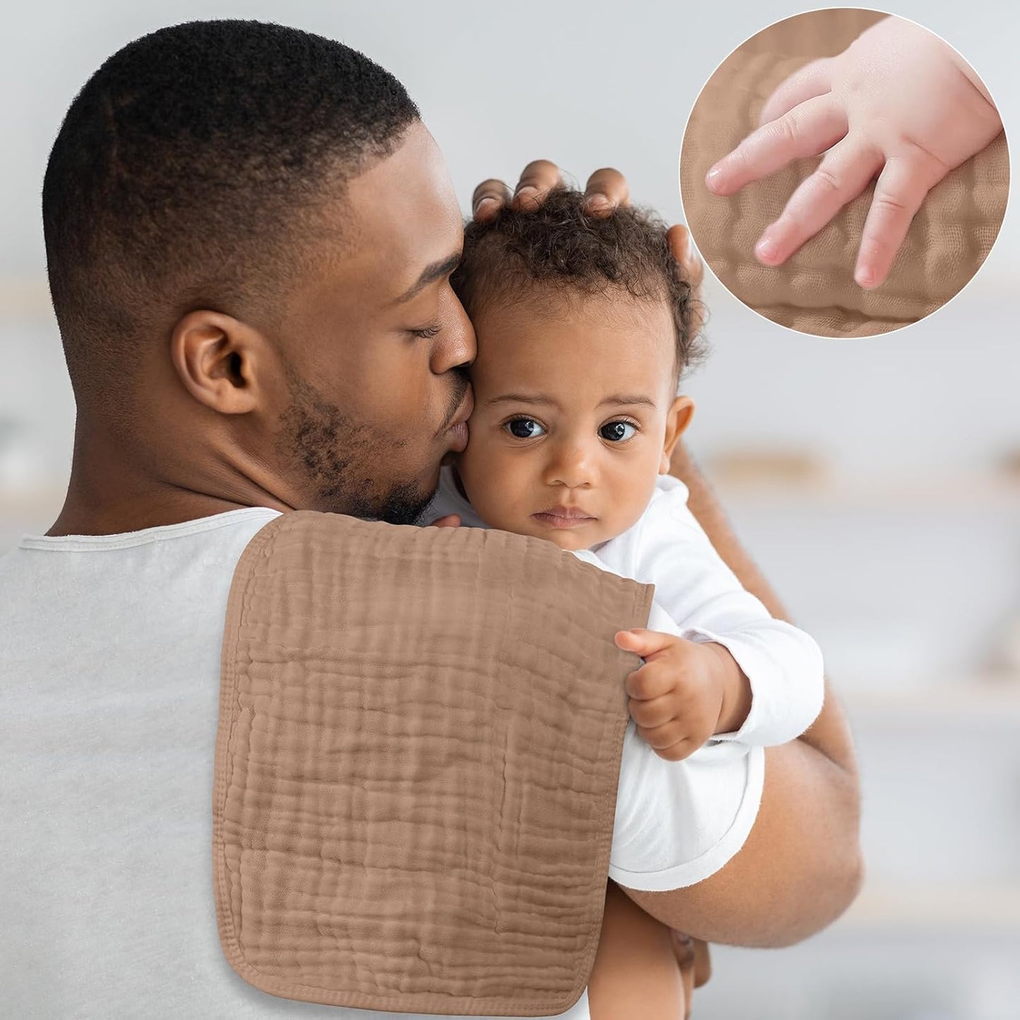 Yoofoss Muslin Burp Cloths for Baby 10 Pack 100% Cotton Baby Washcloths for Boys Girls Large 20''X10'' Super Soft and Gradient Coffee