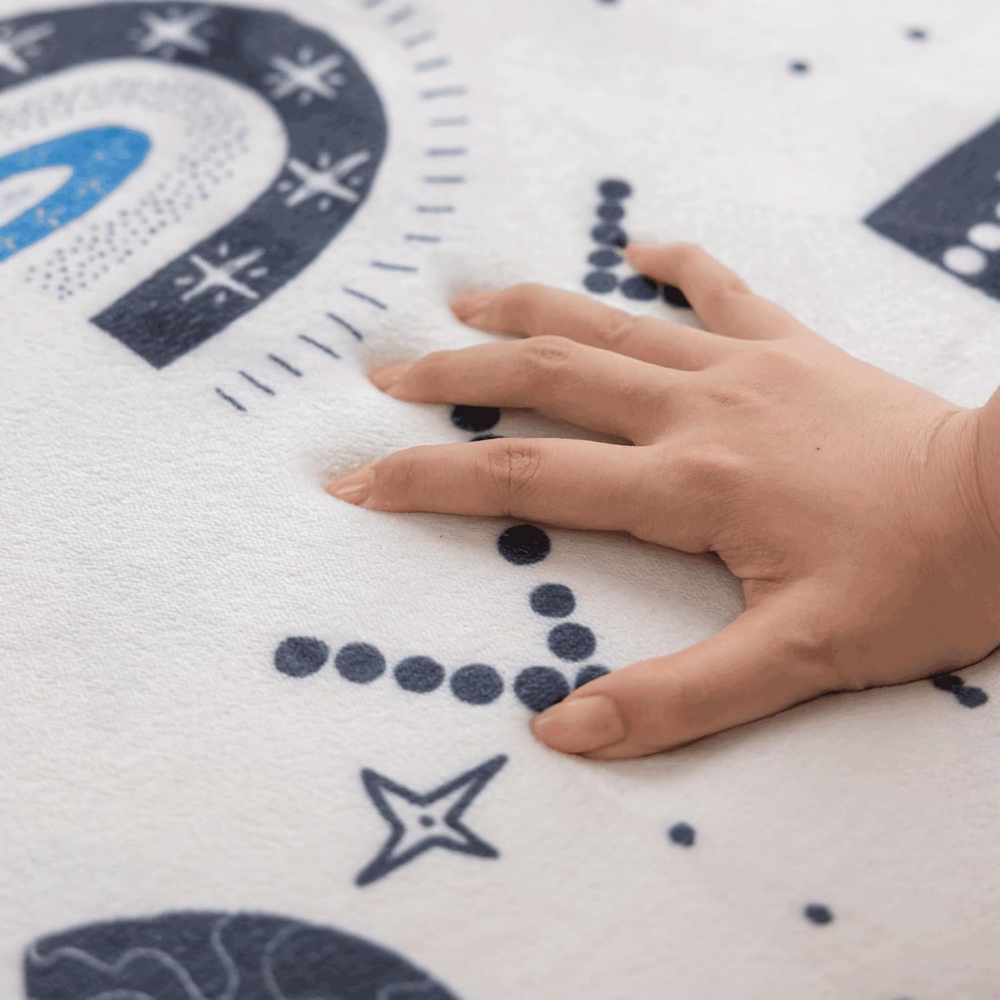 Loartee Rainbow Kids Play Mat - 1" Thick Baby Nursery Rug, Soft Crawling for Toddlers, Coral Velvet Memory Foam Tummy Time, Blue, 78"x94"