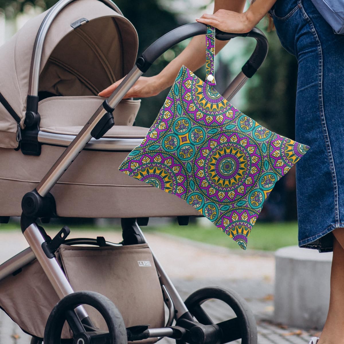 4 Pack Boho Mandala Floral Lover Gift Wet Bag Waterproof Washable Reusable Wet Dry Bag for Swimsuit Clothes Cloth Diaper Travel Pool Yoga Toiletries Gift for Women Sister Mama Birthday Christmas